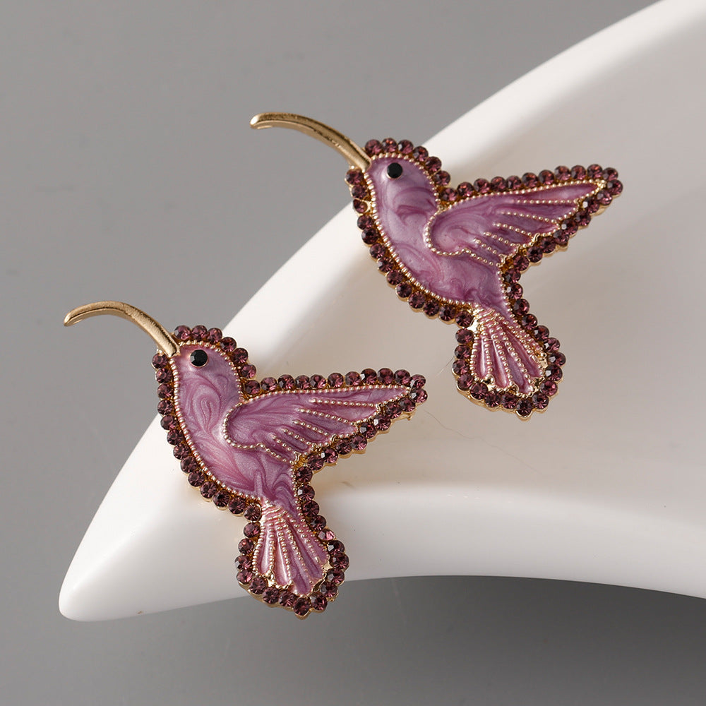 Pendientes de aleación de zinc de pájaros de diamantes por lotes